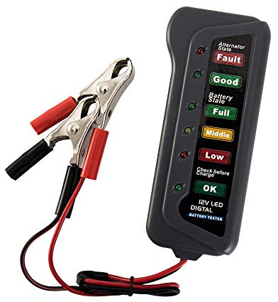 Car Battery Tester 12V Auto Digital Alternator Tester Multi Functions Diagnostic Tool LED Lights Alternator Battery Tester for Vehicles Cars Automobiles
