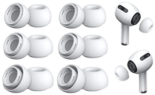 Hsthe Sea 6 Paires de Bouchons d'oreille de Remplacement pour Airpods Pro Coussinets d'oreille en Silicone Embouts d'écouteurs Étui de Remplacement Coussinets d'écouteurs Souples (S/M/L, Blanc)