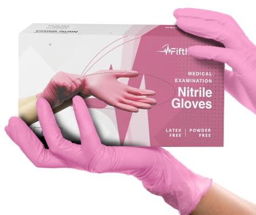 Gants jetables en nitrile rose fuchsia –200 Pièces – 3 mil – Taille Large– Sans poudre & sans latex – Qualité alimentaire – Gants résistants pour nettoyage, cuisine, beauté & usage professionnel