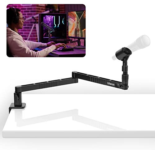 ULANZI LS26 Mikrofonarm mit niedrigem Profil, Aluminiumarm, Schreibtischhalterung, 360° drehbares, 0.95 cm, 1.6 cm Schraube für die meisten Mikrofone