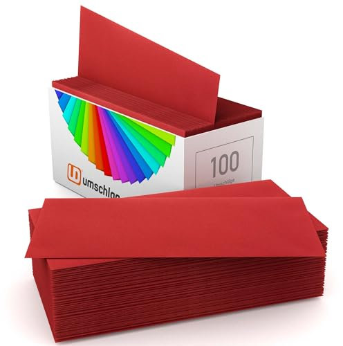 umschlag-discount - Briefumschläge DIN lang ohne Fenster, selbstklebend - Brief Umschläge 22 x 11 cm - Sichtschutz, Made in Germany (Dunkelrot, 100)