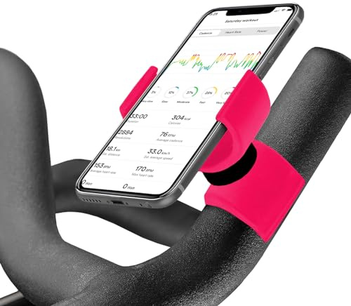 Renimove Soporte movil Bicicleta estatica Compatible con Smartphones hasta 7.5 de Pantalla diseño Universal facil Instalacion Agarre Seguro y Estable rotación 360° para una Vision Optima (Fucsia)
