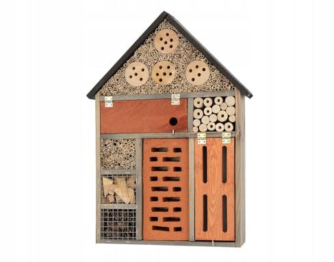 MAZUR Insektenhotel Groß aus Holz |Insektenhaus | Nisthilfe und Schutz | Nützlinge | Naturbelassenes Bienenhotel | für Verschiedene Fluginsekten, Schmetterlinge, Marienkäfer