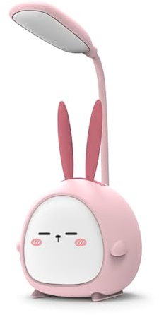 Sarini Mini Bunny Nattlampa, Skrivbordslampa med Nattljus, Rosa Kanin Vikbar USB Uppladdningsbar läslampa Sängstudie i sovrummet