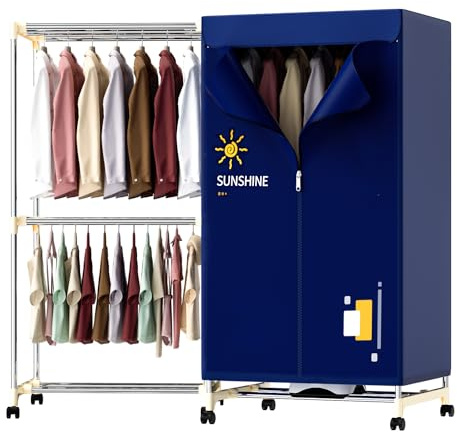 Portable Clothes Dryer, 1000W Portable Dryer Double Layers Portable Dryers for Laundry Stainless Steel Drying Machine Clothes Dryer for Apartments Home Dorms RVs with Timer and Fabric Cover CHOCHOYAH