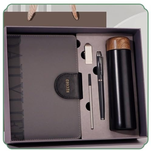 val A5 anteckningsbok presentask, vackert förpackad present, matchande signaturpenna, 16 G USB-minne och 304 rostfritt stål termoskopp, varje bit är noggrant utvald. Perfekt val för att välja present