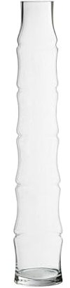 DRW Jarron de Suelo de Cristal con Forma de Tronco en Transparente 11x11x60cm
