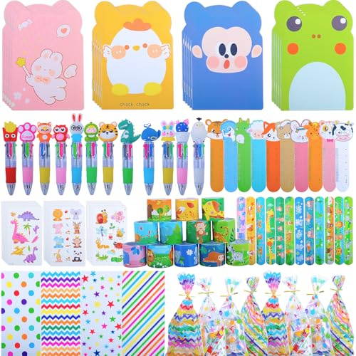 Enbelcto Stationery Party Pack, 24 Pack Birthday Goodie Bags with Multicolor Pen Mini Notebooks for Birthday Party, Classroom Prizes, Students and Teacher