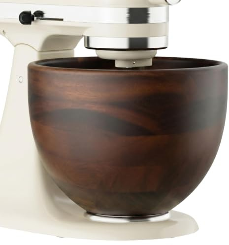 COFUN träblandningsskål för KitchenAid matmaskiner, 4,3 l, 4,7 L/4,8 l | Träskål för KitchenAid köksmaskiner, naturlig akacia träskål med rostfritt stål, handgjord skål