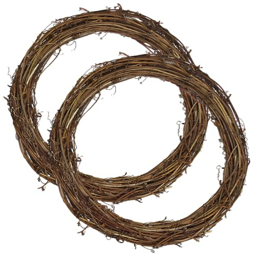 2PCS 14 Inch Natural Grapevine Wreath Ring, DIY Craft Base for Seasonal Decor, Christmas Wreath Form for Front Door
