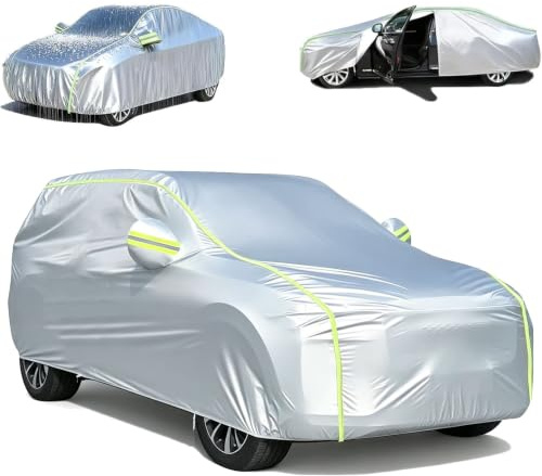 SJMDMZD Hel Bilöverdrag För Alla Väderskydd Med Sidodragkedja Silver B M 4500 * 1800 * 1500