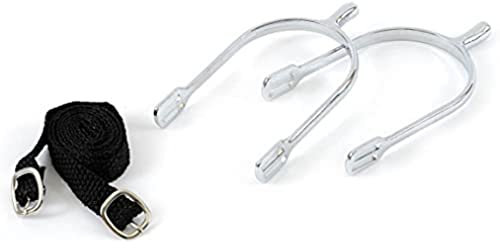 Kerbl Herren Sporen mit Sporenriemen Tropfenform Paar, Edelstahl, OneSize, Dorn 30mm