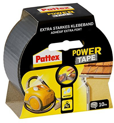 Pattex Klebeband Power Tape, silber, extra starkes und wasserdichtes Klebeband für viele Anwendungen, Gewebeverstärktes Universalband, befestigt, fixiert, dichtet und repariert, 25m