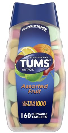 TUMS 74610 Ultra Strength Assorted Fruit Antacid Chewable Tablet for Heartburn Relief, Pack of 160