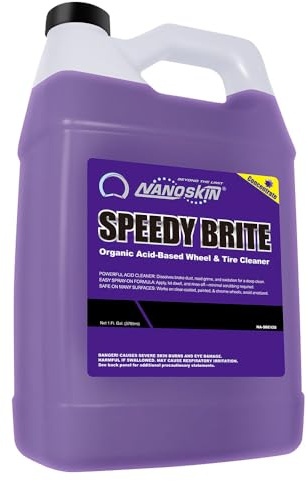Nanoskin SPEEDY BRITE Pro Grade Wheel & Tire Acid Cleaner, 1 gallon - Chrome & Coated Wheel Safe, Cleaning with Organic Acid | Removes Brake Dust & Road Grime for Auto Detailing, Body Shop Safe