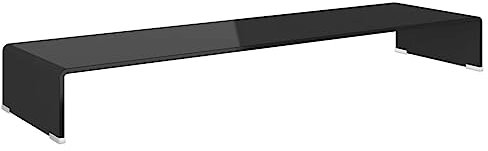 vidaXL TV-Glasaufsatz Tisch Monitor Erhöhung Glasbühne Podest Schwarz 110x30x13