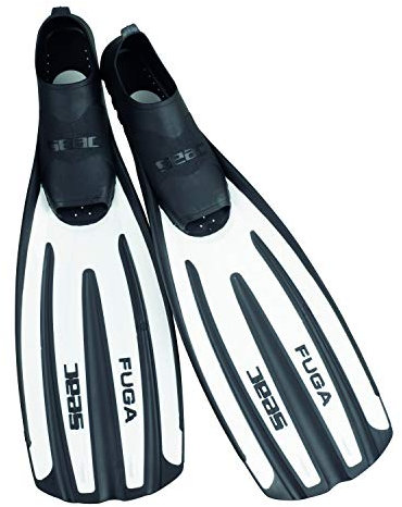 Seac Fuga, Flossen zum Tauchen, Freitauchen und Schnorcheln, Erwachsene, geschlossenem Fußteil, Made in Italy, Weiß, 36/37