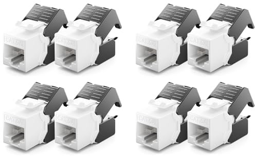 deleyCON 8x CAT6a Keystone Jack Modulo RJ45 - Presa RJ45 a Plastica LSA Assemblaggio a Scatto Cavo Grezzo CAT 500Mhz 10GBit/s