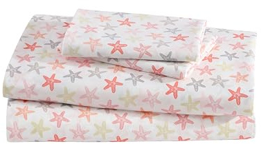 Elite Home Products Inc. - Juego de sábanas con Estampado de Microfibra Costera, Color Coral Marino, tamaño King