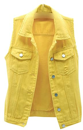 BAIXIAOCHI Chaleco De Mezclilla Para Mujer Corto Primavera Y Verano Chaqueta Sin Mangas Deshilachada Y Ajustada Top De Rebeca Rasgada