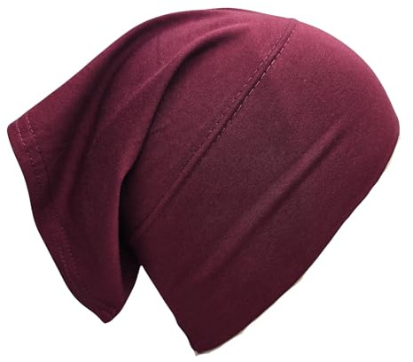 Hätta 100 % bomullsrör hijab bandana under hijab huvud sovmössa under scarf ben huvudscarf turban stretchig mössa cancer hårskydd skydd patienter vård hatt svettabsorberande ramadan Eid, Vinröd, en storlek