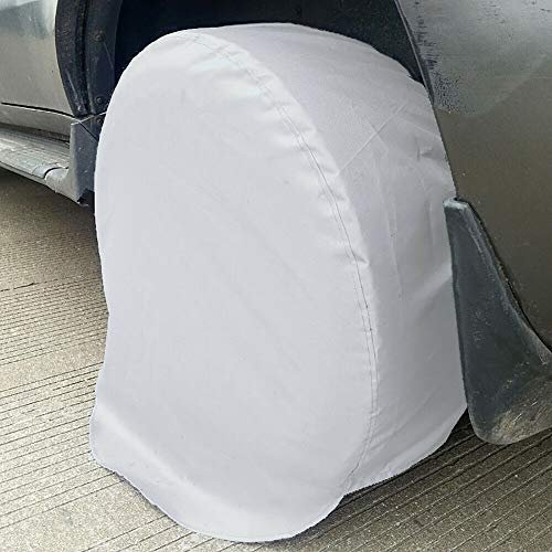 TOTMOX - Coperture pneumatici camion, rimorchi, 4 pezzi, 28 cm, bianco, universali, auto, camper, ruota scorta, antipolvere, impermeabili, protezione solare