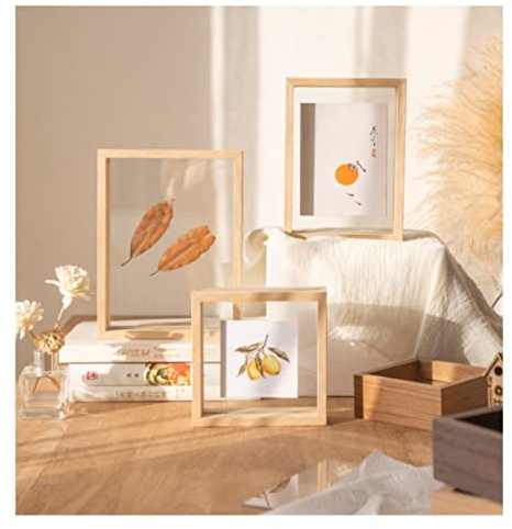 FASHION YO Photo Frame Beech Wood Picture Frames for Desk Double Sided Decor Family Friends Gifts 4x6 8x6 7x5 Portrait & Landscape (Nature Wood 8x6(15.2 * 20.3CM))