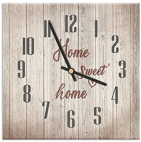 Orologio da parete ricoperto con carta stampata Adatto per soggiorno cucina ufficio Meccanismo silenzioso, Home Sweet Home