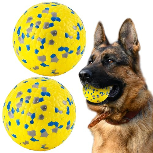 SUNNEKO 2Pcs Balle Chien, Balle Chien Indestructible, Balle pour Chien, Balle De Tennis pour Chien, Balle Tennis Chien, Jouet Interactif Chien, Balle pour Chien Indestructible - φ7 cm - Jaune