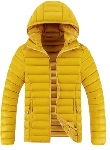 DGKaxiyaHM Veste Bouffante à Capuche Pour Hommes Manteau D'Hiver Matelassé LéGer De Couleur Unie Veste En Duvet MatelasséE Coupe-Vent