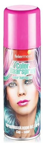 Feiermeier Color Haarspray 125ml - Farbwahl - Perfekt für Karneval, Fasching, Halloween und Festivals. Leuchtende Farben, leicht auswaschbar, verschiedene Haarfarben erhältlich! (Pink, 125 ml)