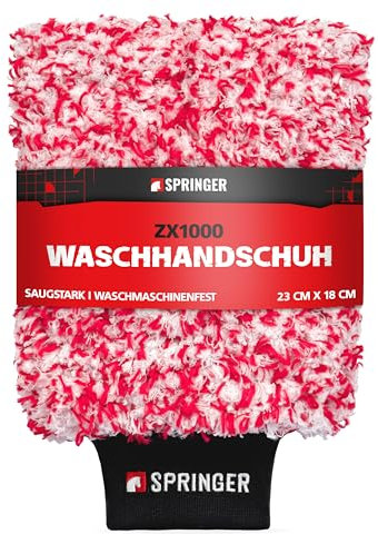 SPRINGER ZX1000 - - Autowaschhandschuh - - Felgen-Handschuh 100% kratzfrei & oberflächenschonend - - Weich & saugstark - - Mikrofaser Reinigungshandschuh - - Waschhandschuh für Auto, Motorrad & Co.