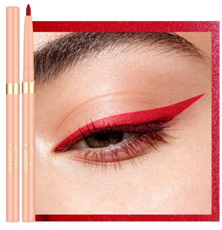 OULAC Crayon Yeux Waterproof, Eye Liner et Lip Liner Rouge Mat avec Couleur Intense, Eyeliner Anti-salissures Texture Lisse et Crémeuse, Tenue 12h+, Vegan (L08) Ruby