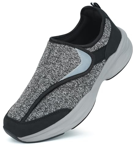 Ortho+rest diabetiker skor män svullna fötter diabetes promenadskor båge stöd ortopediska sneakers, Svart grå, 40 EU