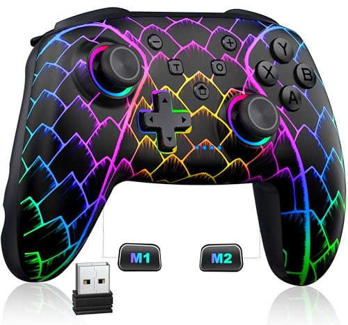 Elegamefy Controller für PC/ Switch/iOS/Android mit Hall-Effekt Joysticks & Triggern, RGB Licht, 1000mAh Akku