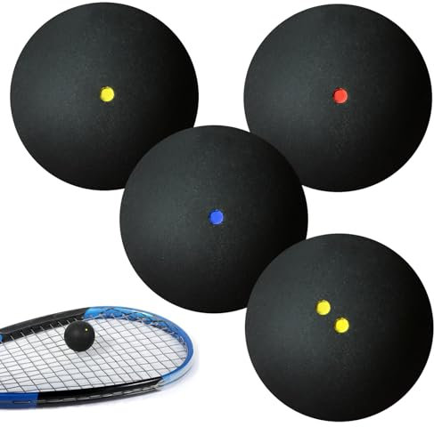Squash Bälle, 4er-Set Sport Squash Ball, Squash Balls, Gummi-Squashbälle, Sport-Wettkampf-Squashball, High Bounce Squash Ball, Sport-Squashball Für Training Anfänger Wettbewerb