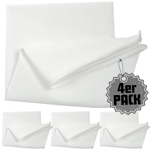 Qooltex Kissen inlett ohne Füllung 40x40 cm 4er Pack Set - 100% Baumwolle mit Reißverschluss - Leere Innenkissen Kissenbezug Kissenhülle Weiß - Viele Größen