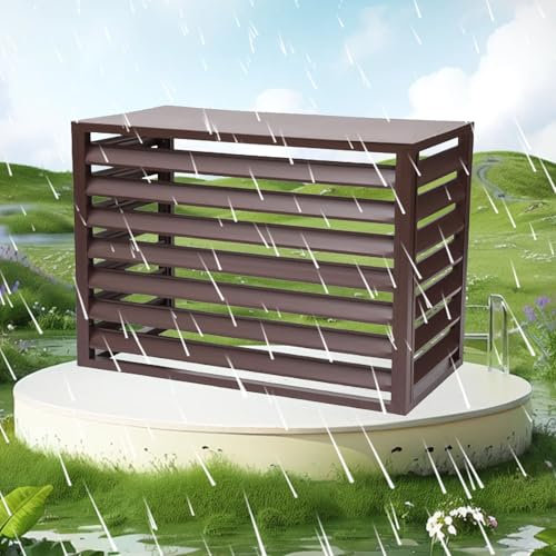 LKPMGOA Cubierta de Aire Acondicionado Exterior Aluminio, Valla para Aire Acondicionado, Reducción de Ruido, Valla de Privacidad, Resistencia a La Intemperie(Brown,1.5P)