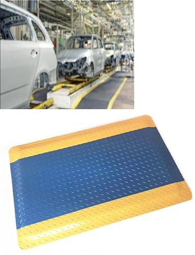 Tapis en caoutchouc robuste, antistatique, anti-fatigue, absorbant les chocs, pour la maison, le bureau, le garage, l'usine, l'atelier, bleu, 129,9 x 60 cm