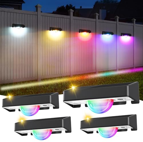 Quntis 4Pack Solcell Steglampor – Varmvitt & 11 RGB-lägen, IP44 | Linjär ljuseffekt med automatisk på/av-funktion. Vattentäta strålkastare för trappor, väggar, altaner och trädgårdsgångar.