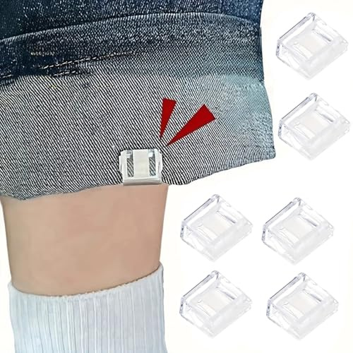 ZCLYHT 6 stycken osynliga ben förkortningsklämma, halkfria byxor kantklämmor, justerbara hemklämmor för byxor, ärmar, inga halkfria byxor, omedelbar förkortning för jeans, byxor, klänning