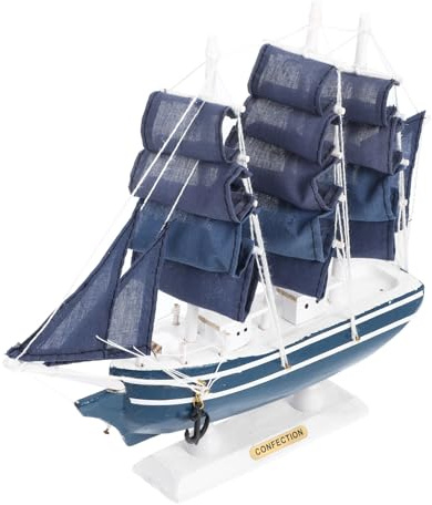 ibasenice Modelo de Barco de Vela de Madera Retro 24 Cm, Decoración Náutica Vintage para Hogar y Oficina, Adorno Artesanal Tela No Tejida, Adecuado para Colección y Varios Estilos