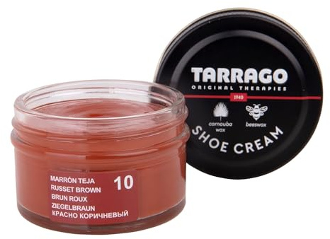 Tarrago skokräm – premium skokräm för ultimat lädernäring, glans och skydd för läder och syntetiska läderskor, skor, väskor och tillbehör 50 ml, Brunt kakel (10), 50 ml