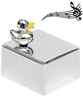 Musical Box for Baby Design Duck Silver-Plated Engraving Girl Boy Animal Lullaby Falling Asleep Turning Clock Brillibrum Gift for Kids Gift Idea