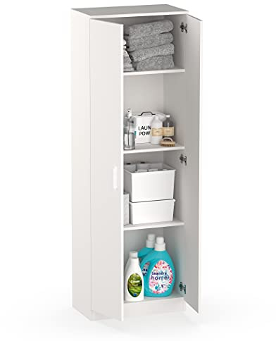 MUEBLES PITARCH | Armario Multiusos 2 Puertas para Limpieza, cocinas, galerias, 4 Huecos, 2 Estantes Regulables, 180x60x35cm (Alto x Ancho x Fondo) Blanco, Colección Tibet