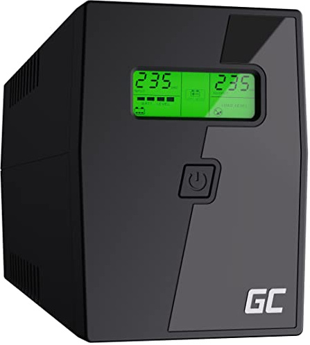 Green Cell UPS Onduleur 800VA (480W) 230V Alimentation d'énergie Non interruptible Line-Interactive AVR Alimentation sans Interruption pour Ordinateur USB/RJ11 2X Schuko Prises LCD 600-999VA