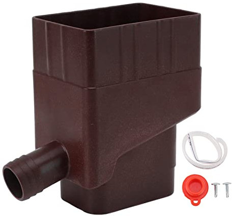 Tissting Rainwater Diverter Kit, Rainwater Collection System with 48 Inch Hose, Fits 2 X 3 Inch Standard Gutter Downspout, Brown ABS Cylindrical Rain Barrel Diverter