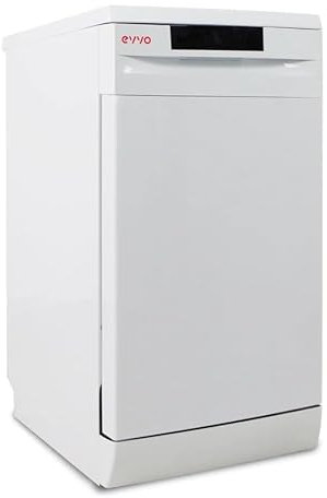 EVVO Lave-vaisselle 45 cm D1 Slim, 9 couverts, 5 programmes, plateau réglable, panneau caché (Slim - 45 cm, blanc)