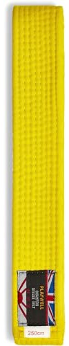 Playwell Ceinture d'arts martiaux en coton couleur unie Jaune