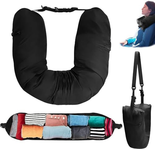 Reise Nackenkissen, Wasserdicht Nackenkissen Befüllbar Reisekissen Flugzeug travel Neck Pillow Travel zum Befüllen, Füllbare Kleidung, für Zug, Auto, Büro, Camping, Reise Gadgets (Kein Füllstoff)